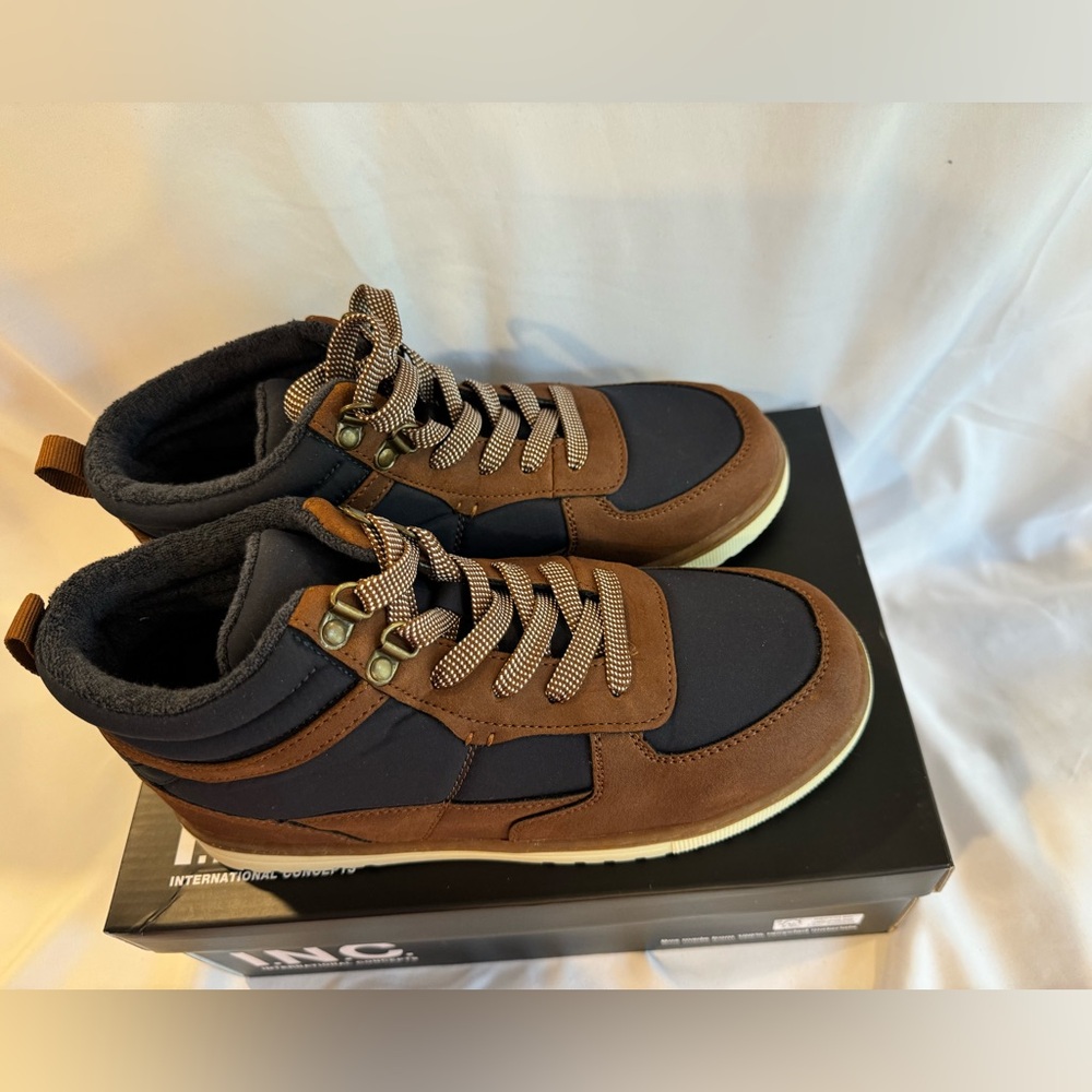 Shoe from INC International Concepts features two tone colorway with lace up